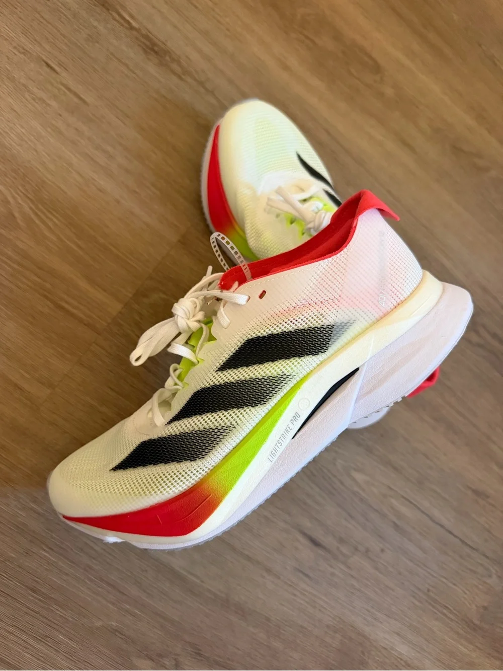 NEW ✨ Adidas Adizero Boston 12 - Women's 5.5 / Men's 4 - White / Neon / Red ✨